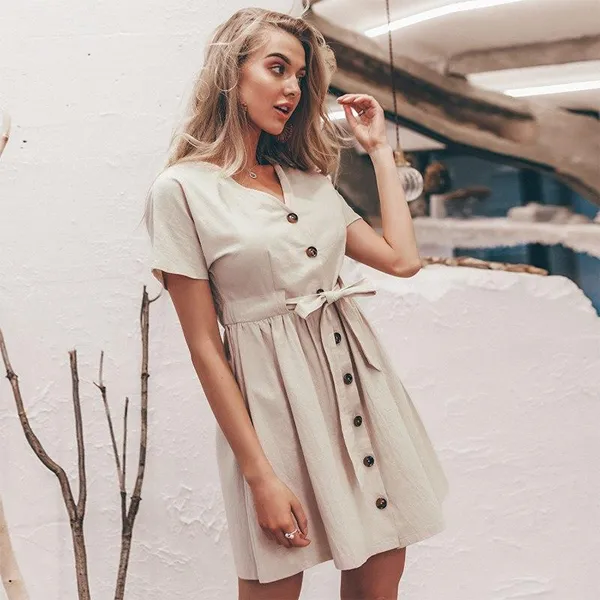 Vintage Button-Up Shirt Dress