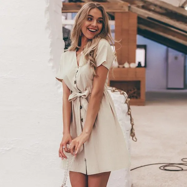 Vintage Button-Up Shirt Dress