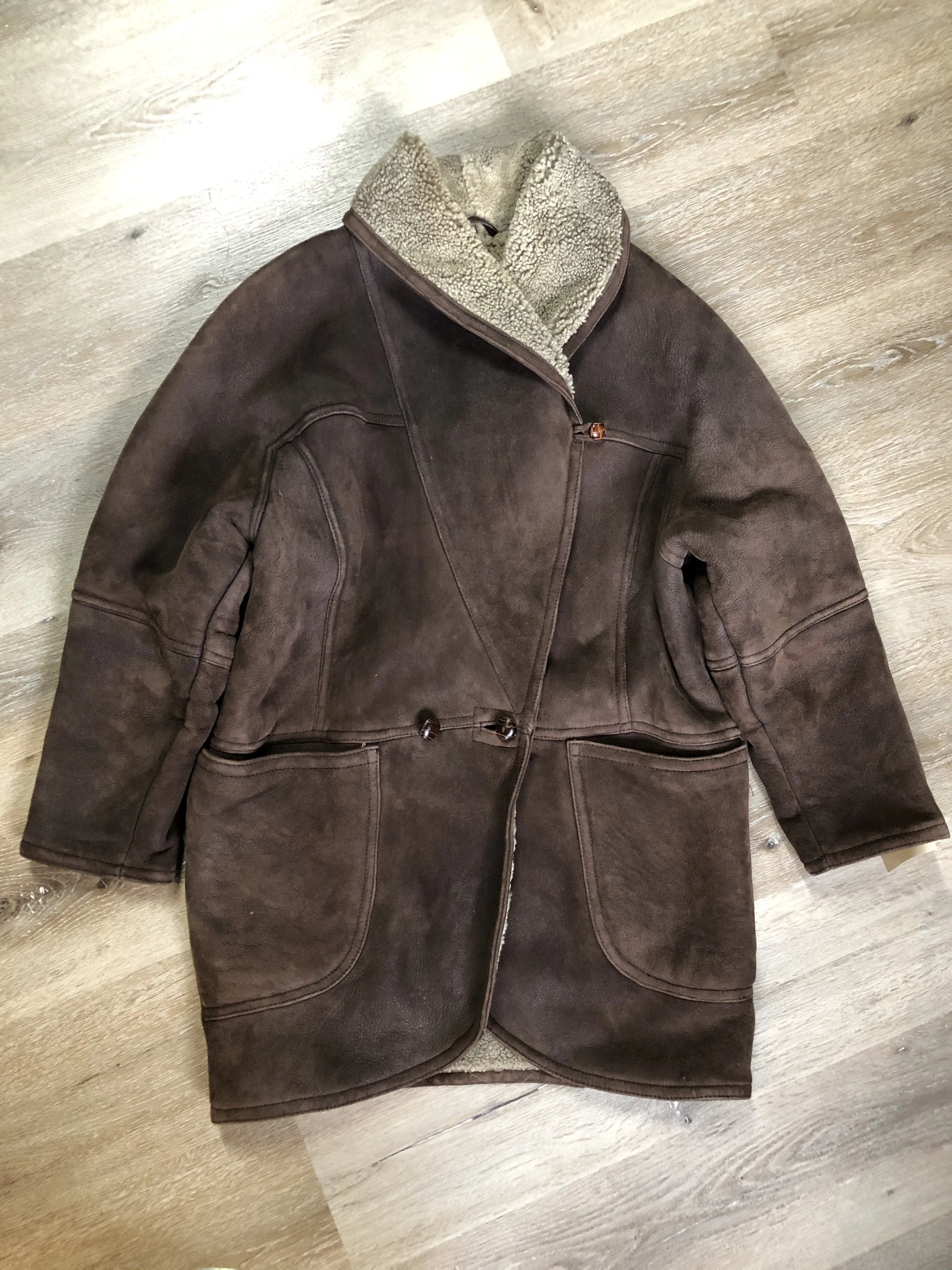 Vintage Positano Pelle Brown Shearling Coat