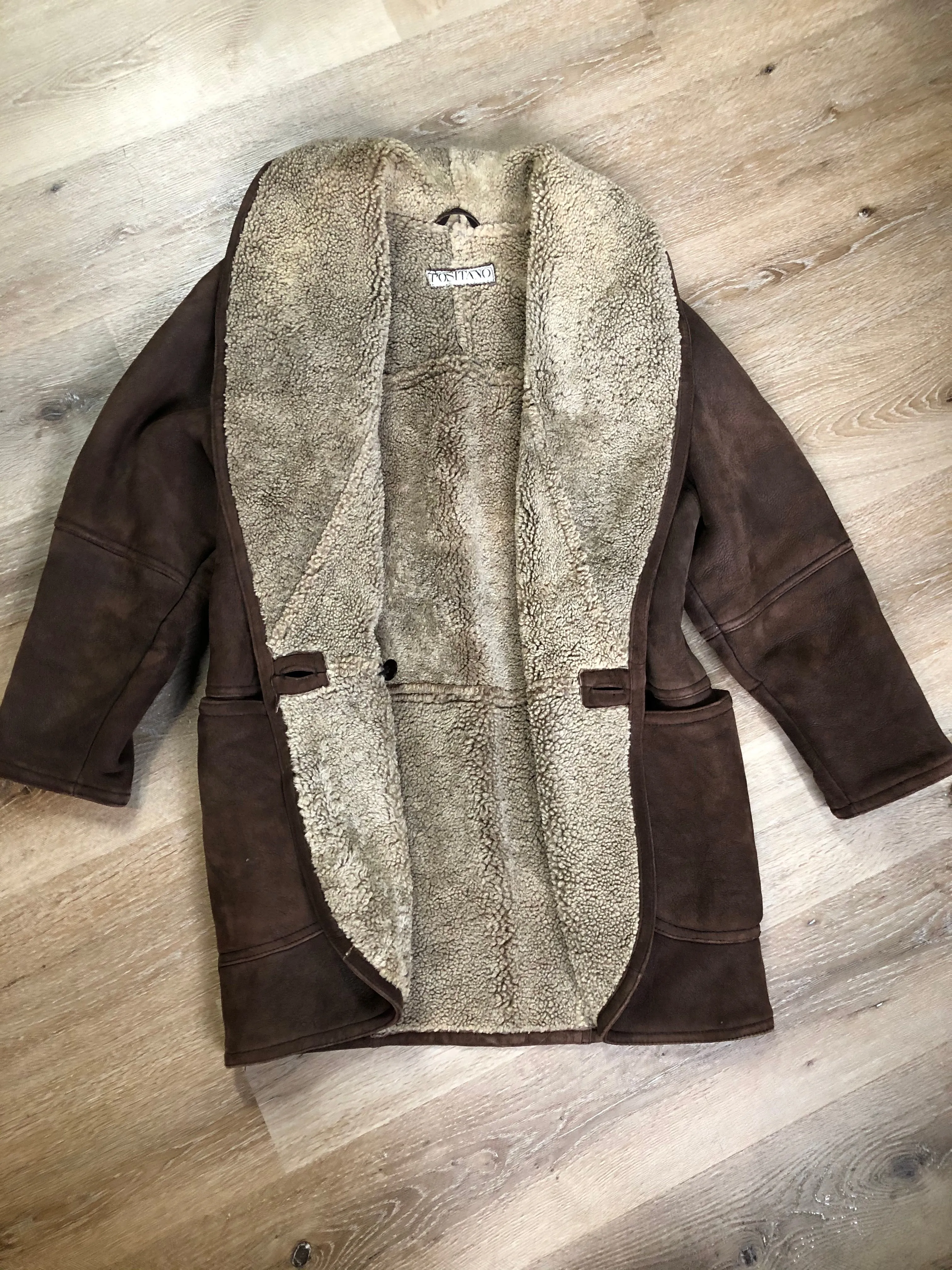Vintage Positano Pelle Brown Shearling Coat