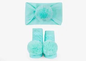 Waddle Pom Pom Headband Gift Set- Aqua
