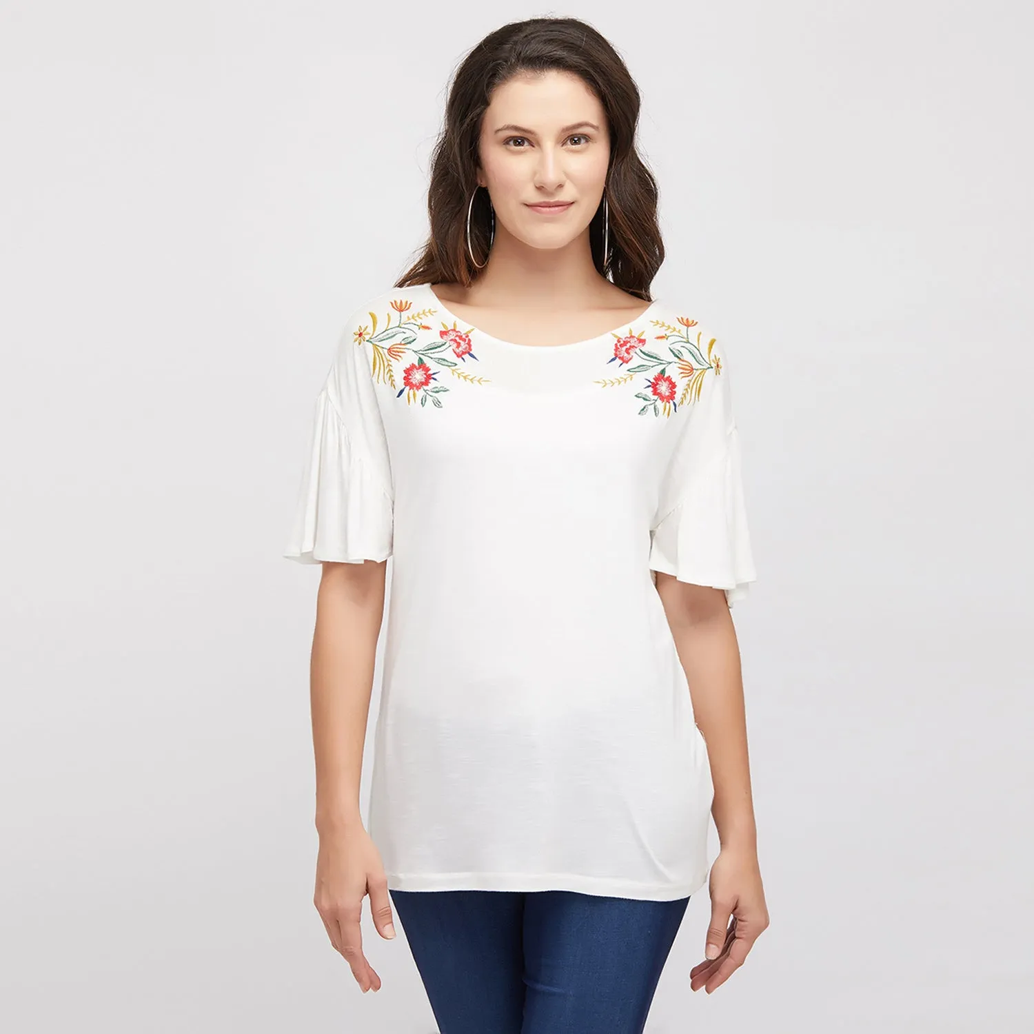 White Embroidered Top