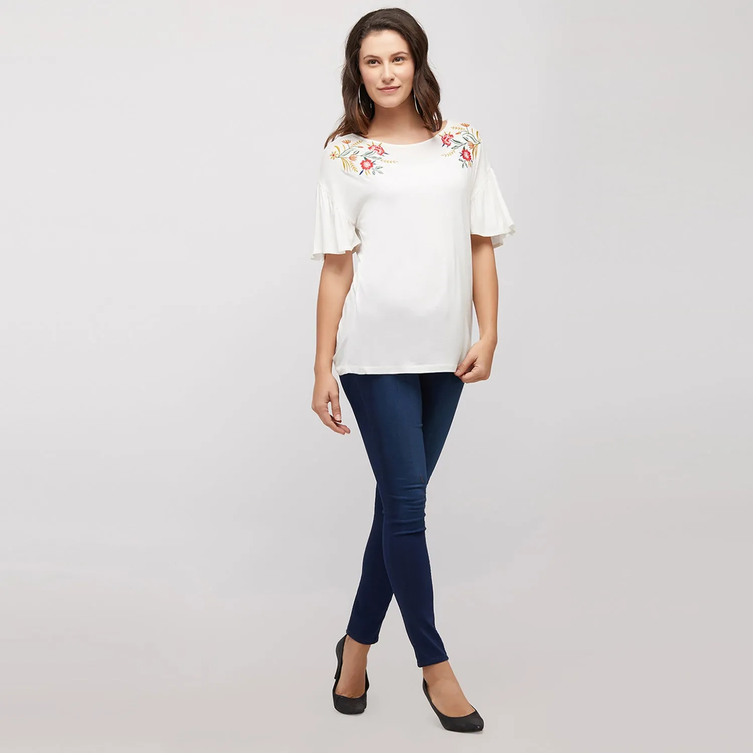 White Embroidered Top