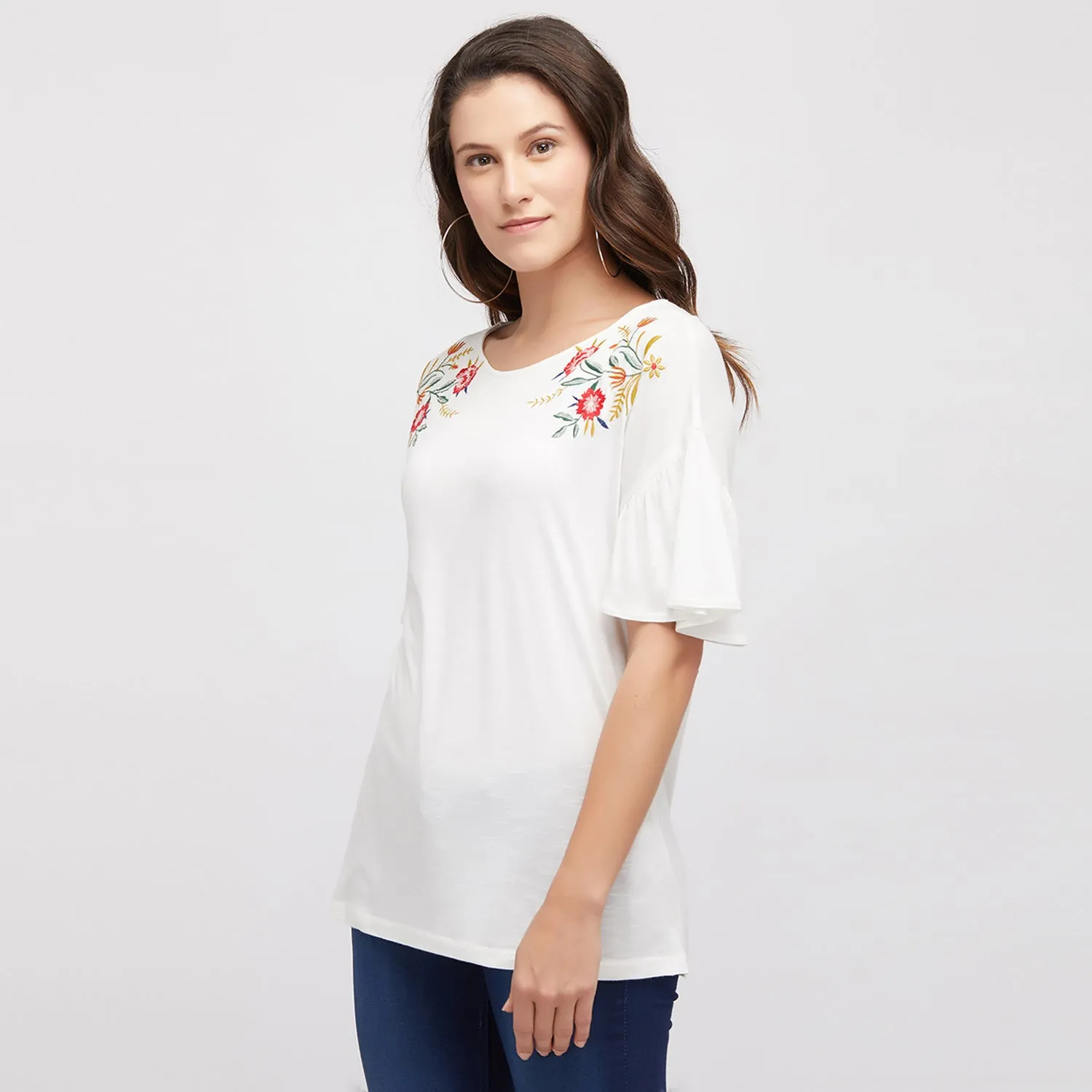 White Embroidered Top