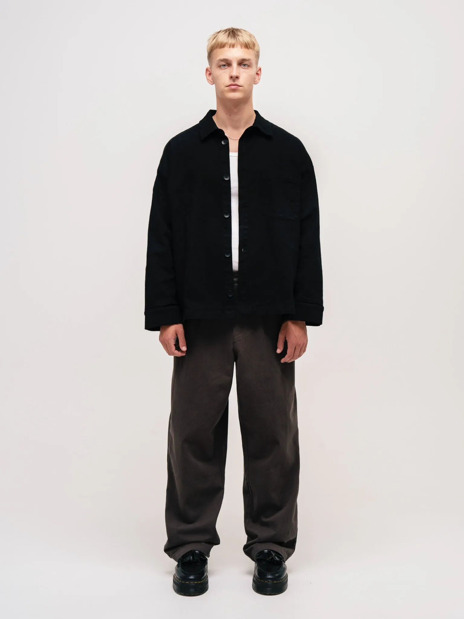 WIDE LEG TROUSERS DARK GREY