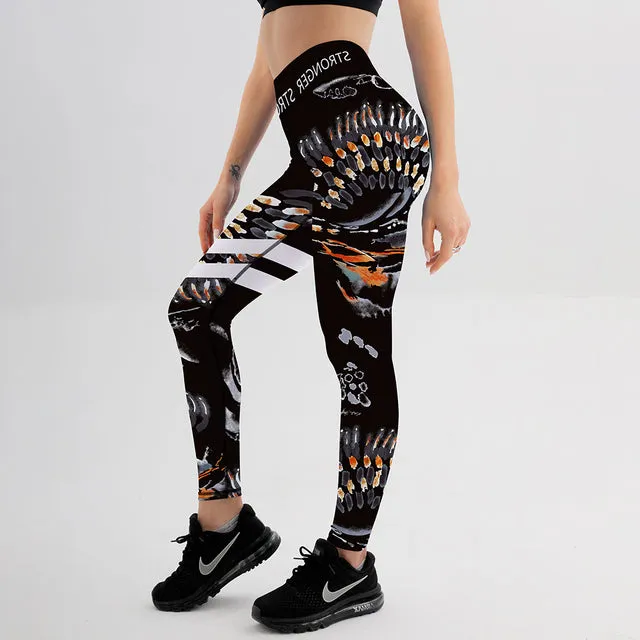 Wjczt New Tribal totem Printed Women Leggings For Fitness High Waist Printed Long Pants Women Hip Push UP Tights Women Gym Clothing