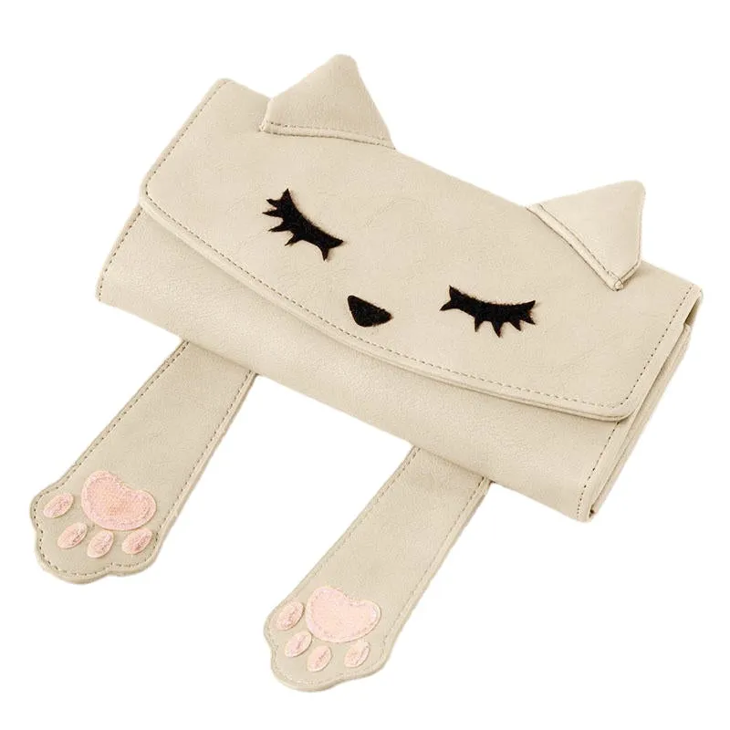 Women Fashion Cute Cat Small Phone Bag Handbag Multi-layer Long Wallet Purse