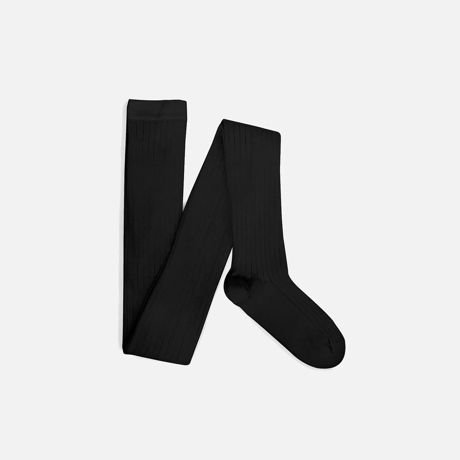 Womens Cotton Rib Tights - Coal
