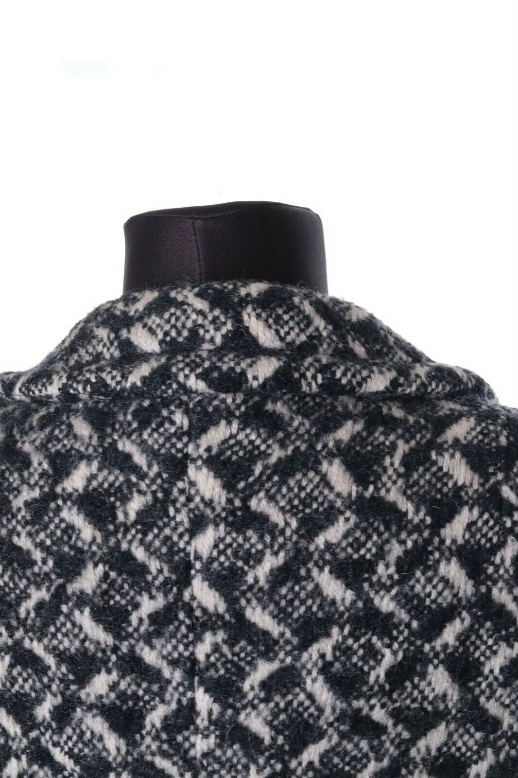 Women's MAX MARA Black & White Wool Overcoat Size uk 8 us 6