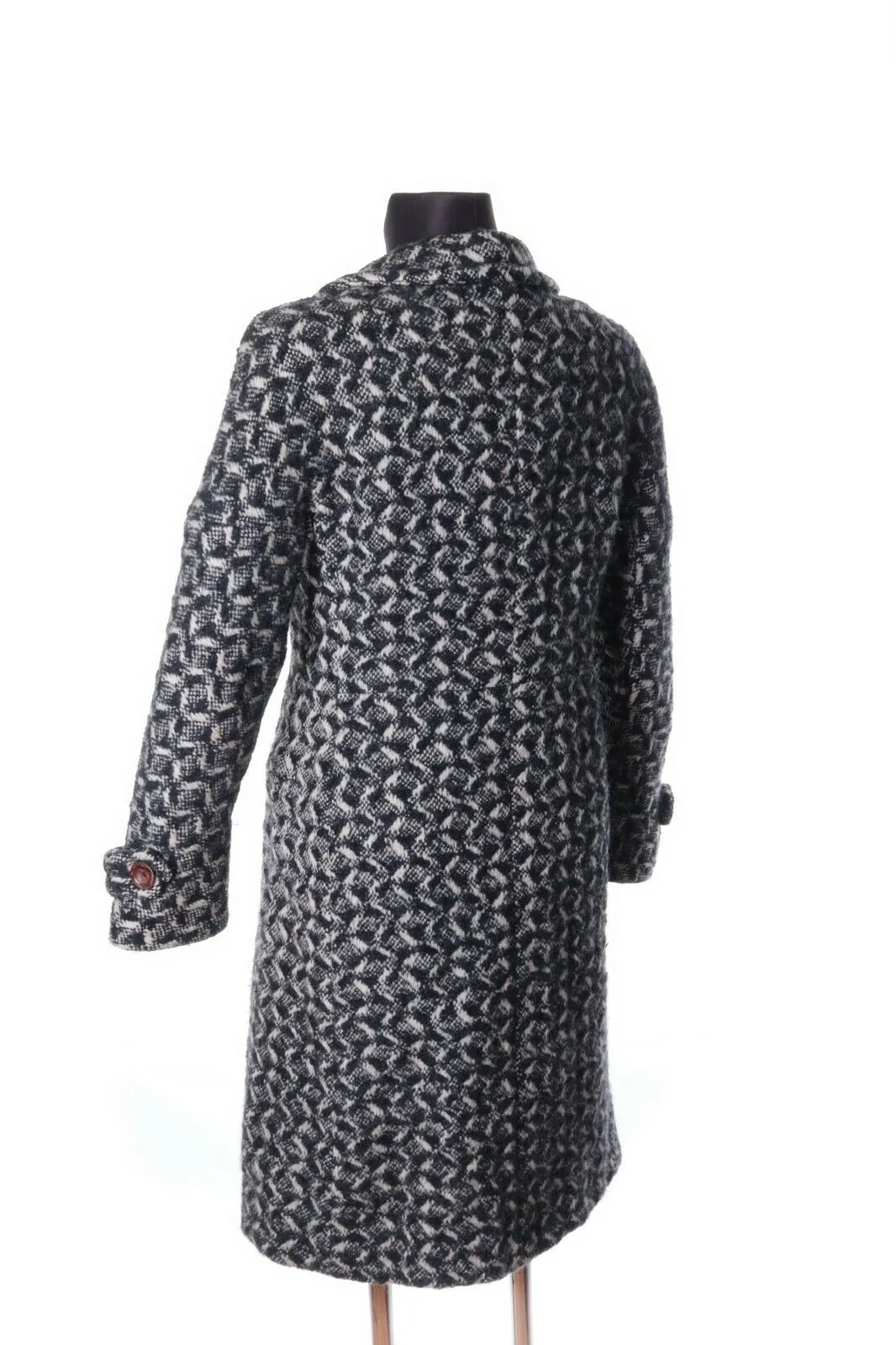 Women's MAX MARA Black & White Wool Overcoat Size uk 8 us 6