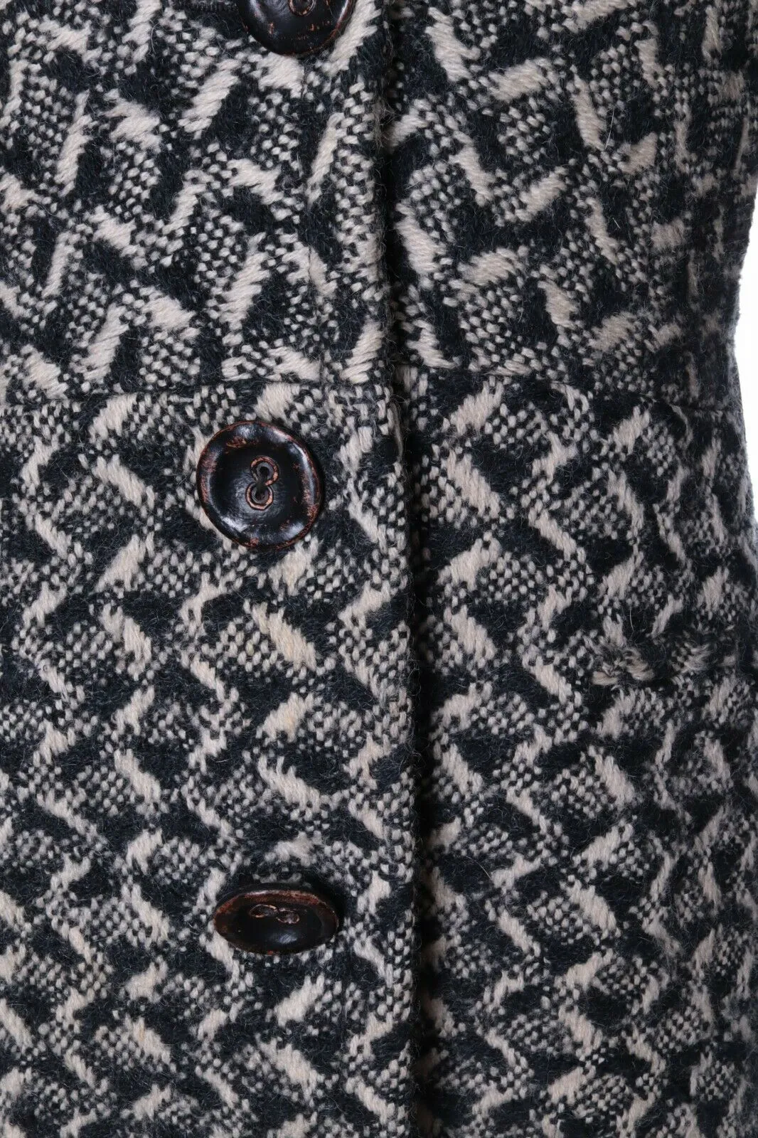 Women's MAX MARA Black & White Wool Overcoat Size uk 8 us 6