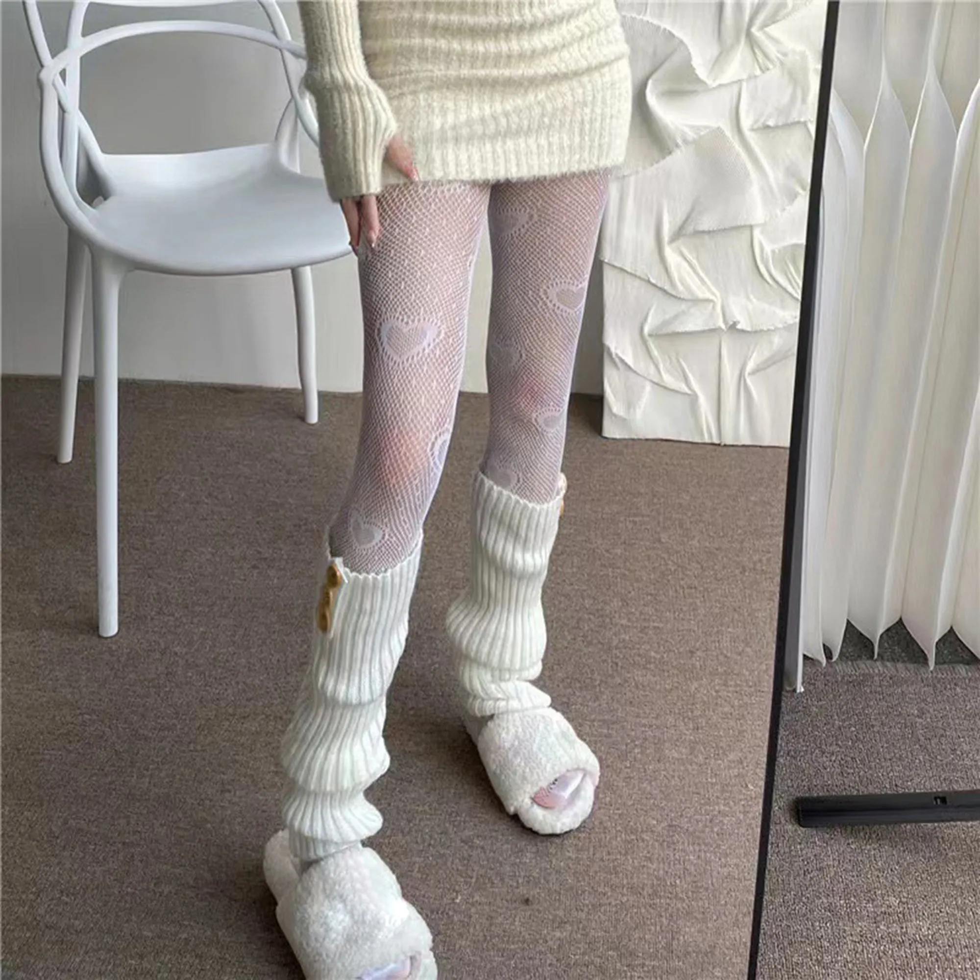 Women's Sheer Cutouts Heart Fishnet Tights Pantyhose