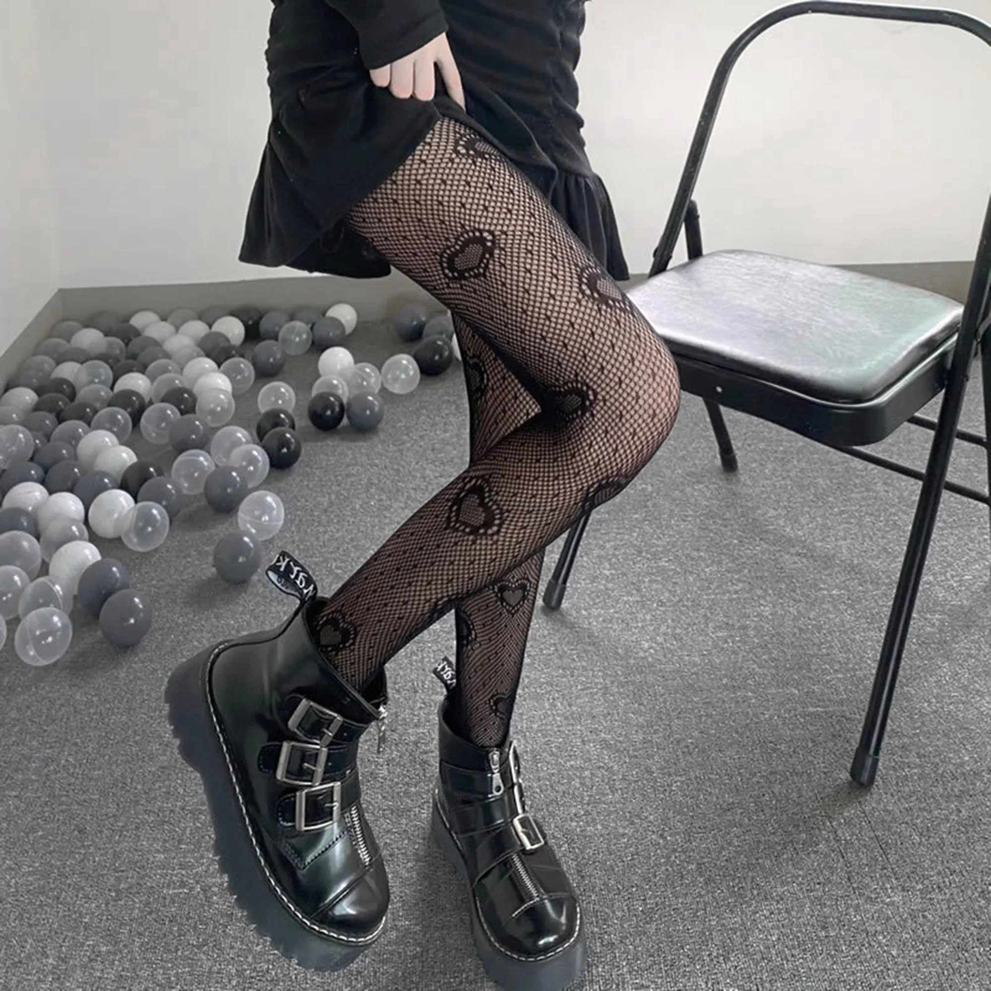Women's Sheer Cutouts Heart Fishnet Tights Pantyhose