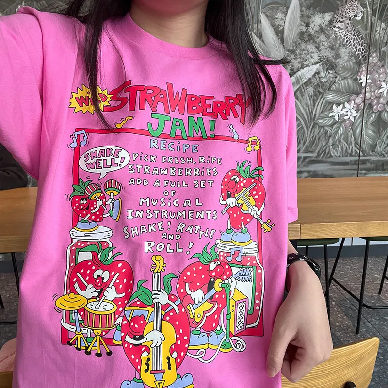 Womens Strawberry Jam Y2K Aesthetic Tee