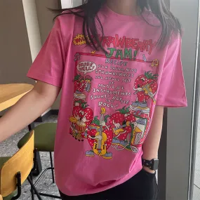 Womens Strawberry Jam Y2K Aesthetic Tee