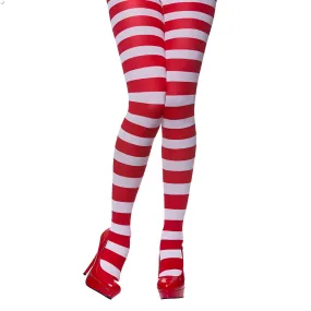 Womens Tights - Red And White Candystripe