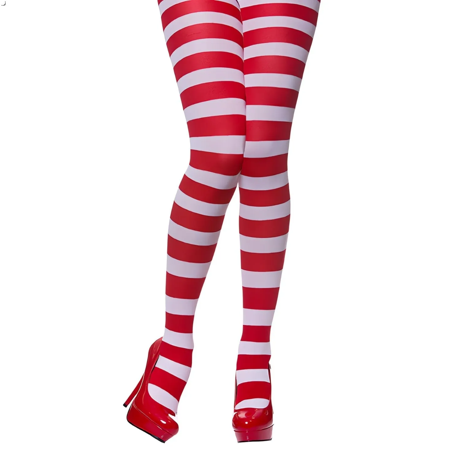 Womens Tights - Red And White Candystripe