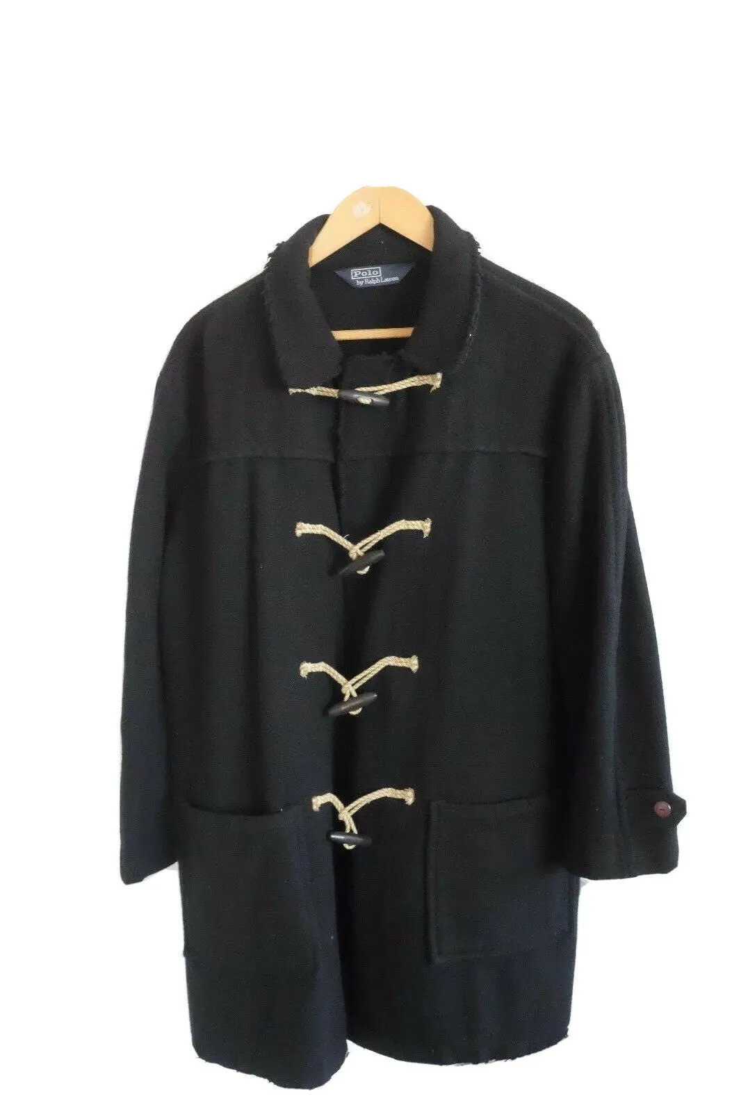 WOOL BLACK DUFFLE COAT