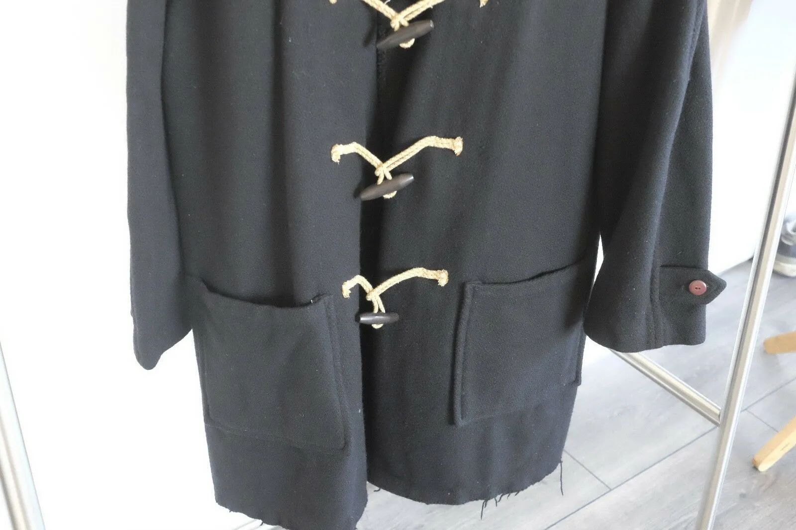 WOOL BLACK DUFFLE COAT