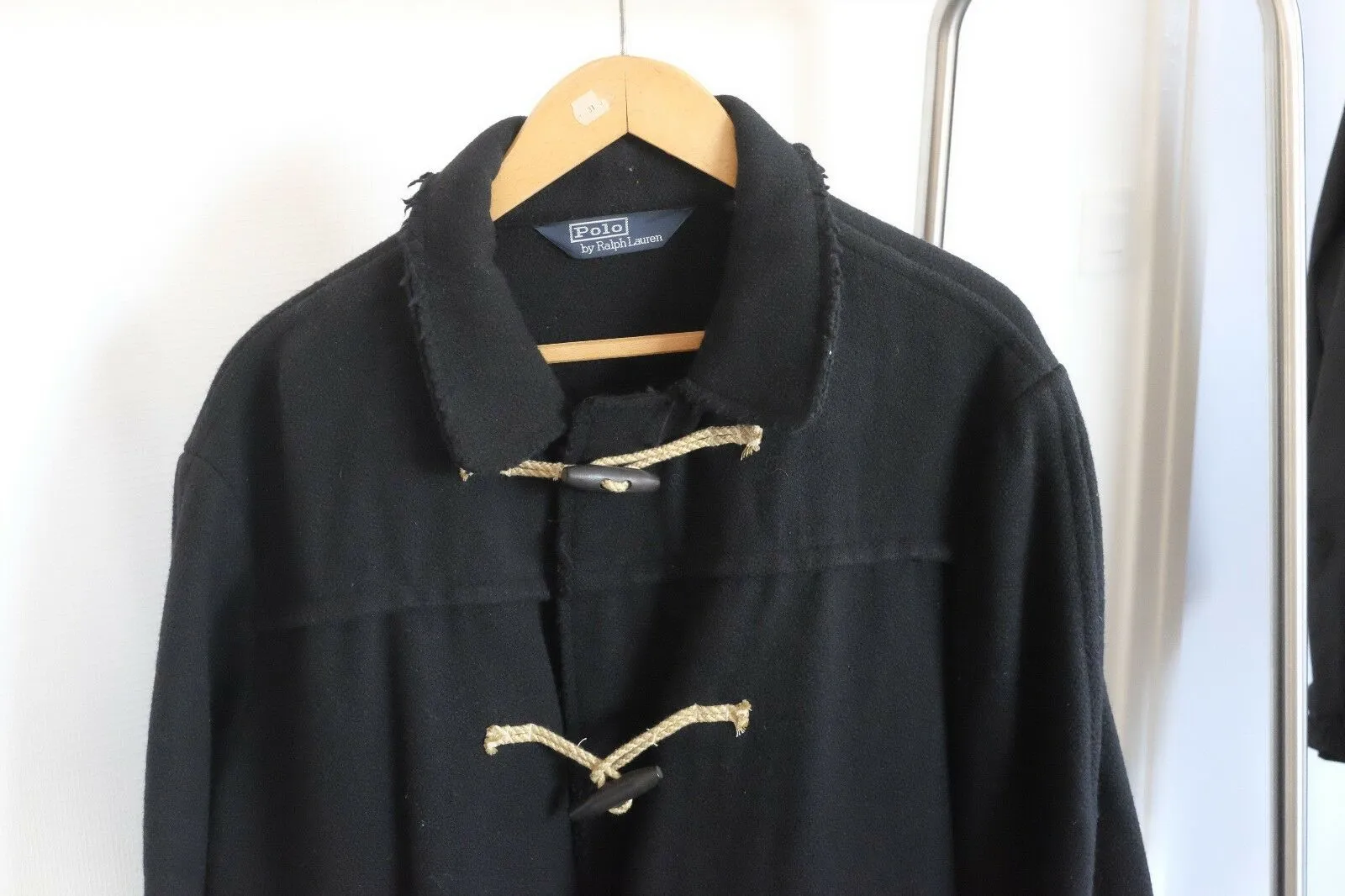 WOOL BLACK DUFFLE COAT