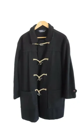 WOOL BLACK DUFFLE COAT