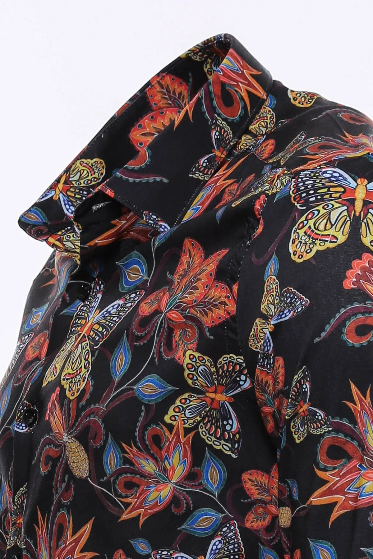 WSS Tiger Patterned Slim Fit Long Sleeves Black Men Shirt  - Singen